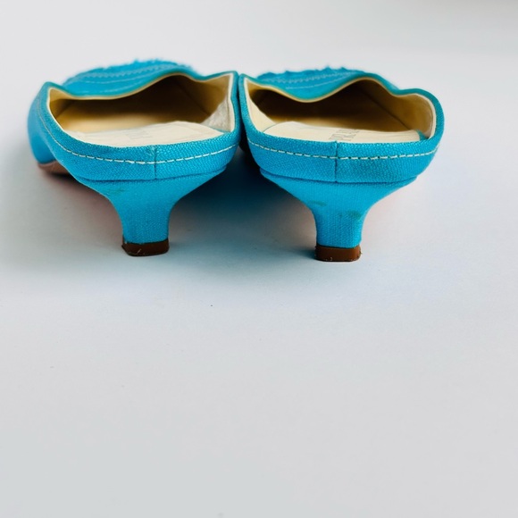 Prada Women's Turquoise and Black Mules - Picture 6 of 6
